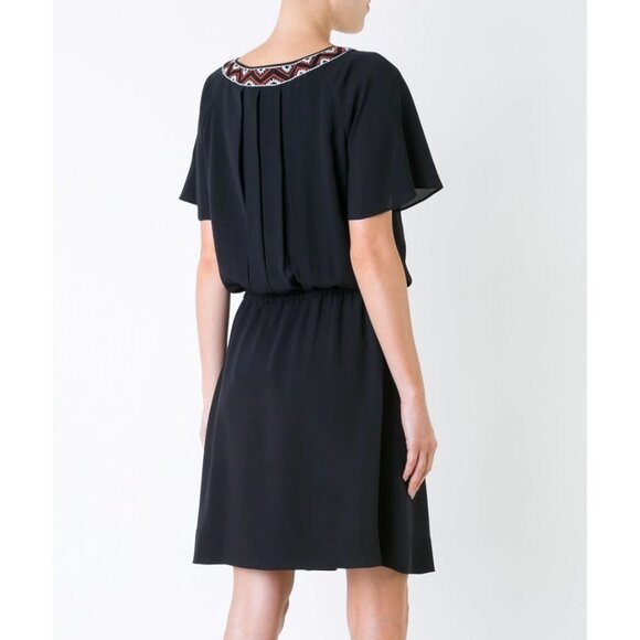 Tory Burch Black Mini Dress with Red Embroidery - Picture 7 of 11